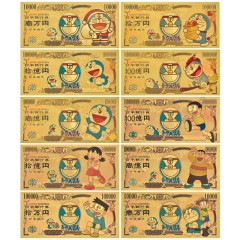 Classic Japanese Comic New Doraemon Commemorative Banknote Little Cat Gold Coin Plastic Coin Gold Foil Note