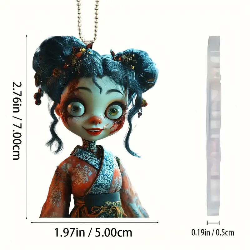 Nuevo producto 2d acrílico muñeca de terror colgante de coche plano transfronterizo interior espejo retrovisor decoración decoración del hogar