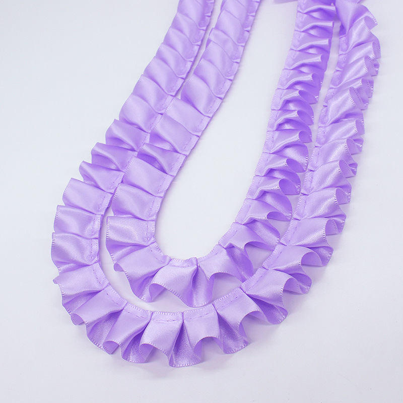Fabricantes al por mayor de 2.5cm de ancho poliéster único borde de loto plegado cinta DIY accesorios de ropa hecha a mano cinta de encaje decoración image 5