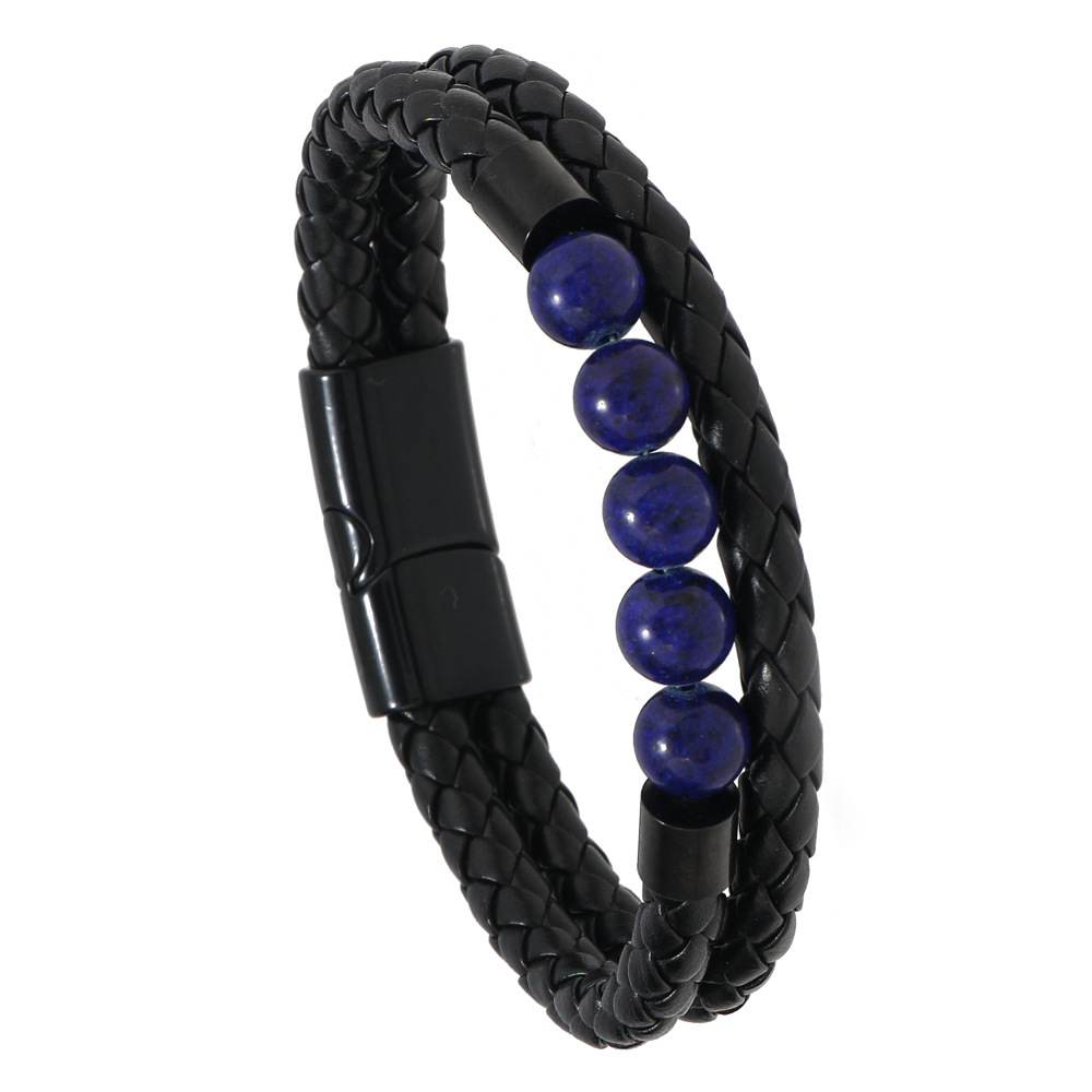 21g Weight Bangle Classification Pu Leather Chain Material 1 Piece Quantity Daily Occasion Pu Leather, Alloy Material Geometric Pattern All Seasons Season Men's Gender Beaded, Handmade Design Vintage Style, Punk Style Vintage Style Punk Geometric Pu Leather Alloy Beaded Handmade Men's Bangle Men Cord & Leather Bracelets 14