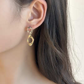 小众设计感双色耳环女 ins复古个性简约百搭气质时尚耳钉耳饰批发