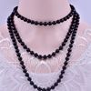 Glossy necklace from pearl, long sweater, cheongsam, accessory, European style, 8mm, 1m, wholesale