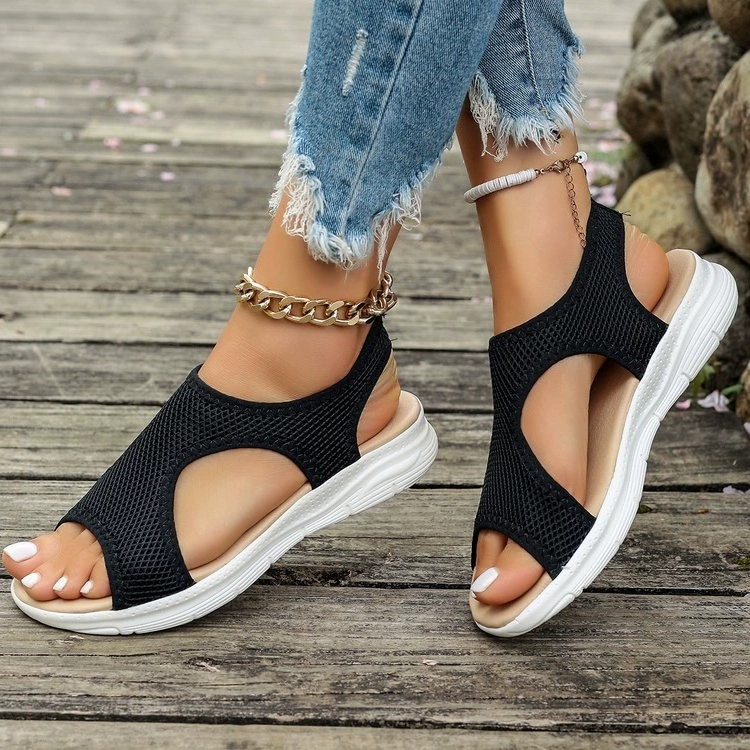 Женские летние босоножки больших размеров 2024 года, европейский и американский стиль, плетеные, с открытым носком, нарядные, размер 43, оптовая продажа за границу.