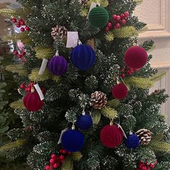 国境を越えて人気のクリスマス装飾ボールプラスチック彩色植毛ボールクリスマスツリー吊りボール吊り下げシーン配置用品