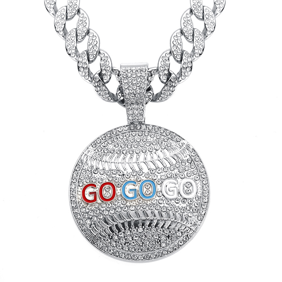 Collar con Colgante Redondo de Diamantes Estilo Hip-Hop Europeo y Americano, Cadena Cubana para Hombre, Cadena para Suéter, Estilo Urbano, Venta al Por Mayor