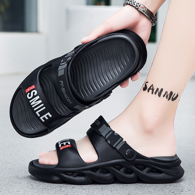 Zapatillas de pelo nuevo estilo de verano para hombres, antideslizante, transpirable, pisando mierda, sandalias deportivas de doble uso para conducir