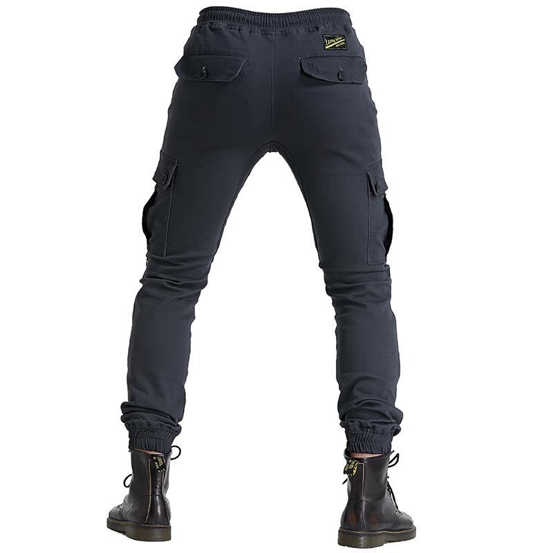 LOONG BIKER motocicleta pantalones de montar a prueba de caídas Four Seasons pantalones casuales hombres motocicleta herramientas multi-Bolsa de tobillo-atado Pantalones