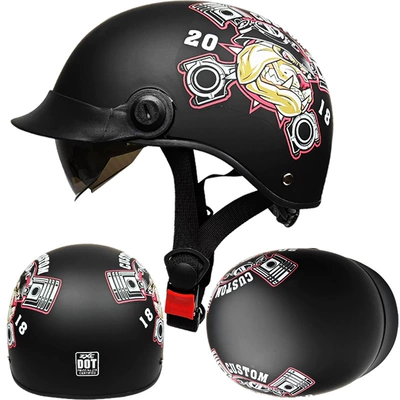 Cross-Border Exclusive Supply of Retro Half-Helmets for Men and Women, Electric Bike Helmets, Lightweight Hidden Mirror Helmets (Motosiklet kaskı (dəbilqə)) - big-dog