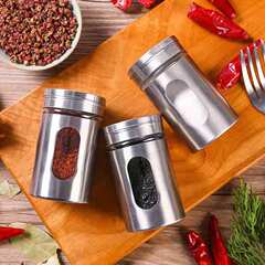 Stainless steel seasoning bottle, outdoor barbecue tools, pepper shaker, cumin powder dispenser, spice jar, toothpick holder, condiment jar