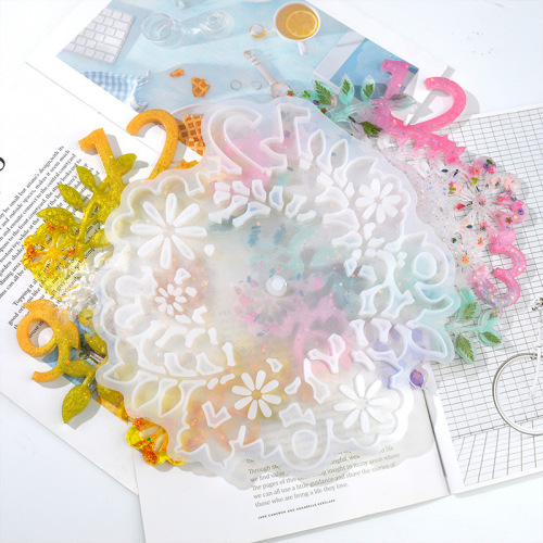 Floral DIY glue mold clock mold homemade material large and small flower clock mirror silicone mold