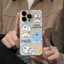 贪吃哆啦A梦适用iphone16promax手机壳简约加厚透明苹果15防摔14