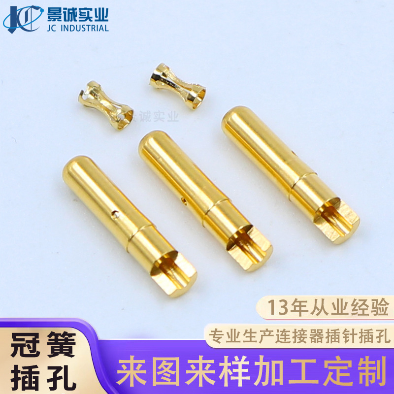 Customized Medical Beauty Connector 1.0 Crown Spring Male and Female Copper Pin Socket Environmentally Friendly Brass Gold-Plated Round Pin