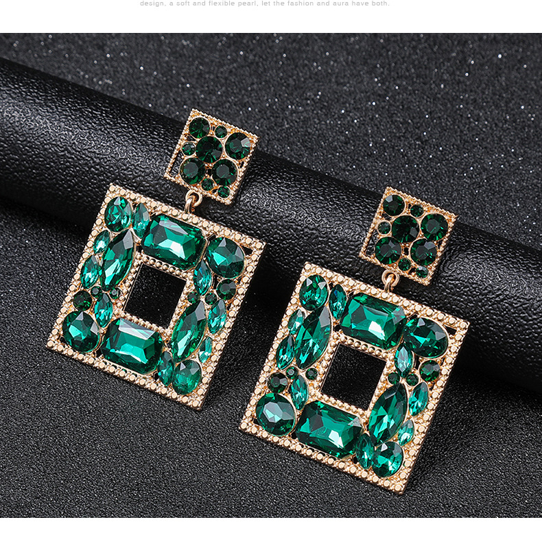 Square Pattern Exaggerated Square Alloy Inlay Rhinestones Women's Earrings 1 Pair