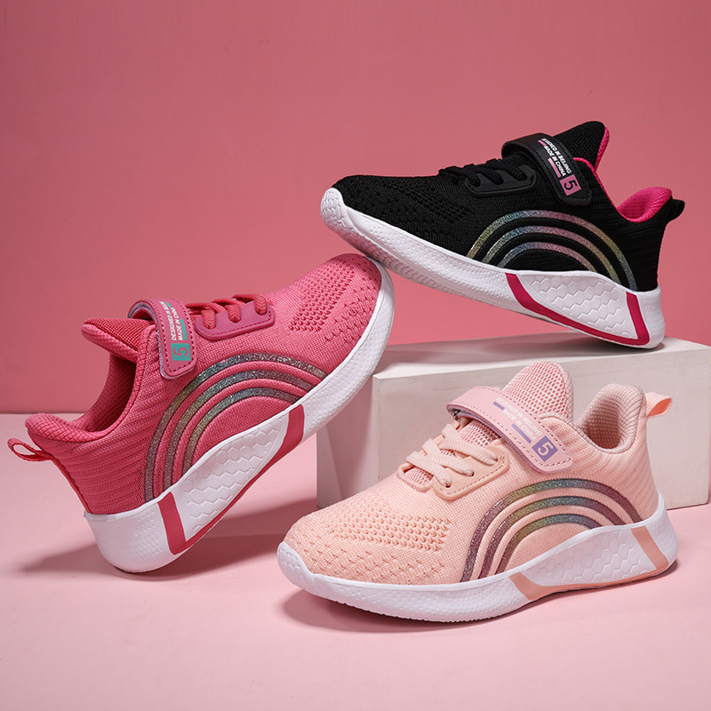 Tela de malla para correr para niños 2069 Zapatos deportivos para niños Zapatos bajos Zapatillas para caminar casuales Transporte aéreo Luz de vuelo transpirable