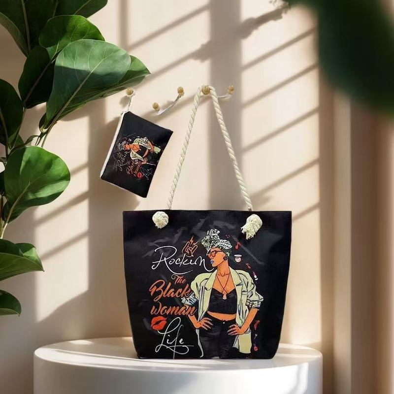 Tote bags起爆現代装飾アフリカ芸術女性キャンバス|undefined