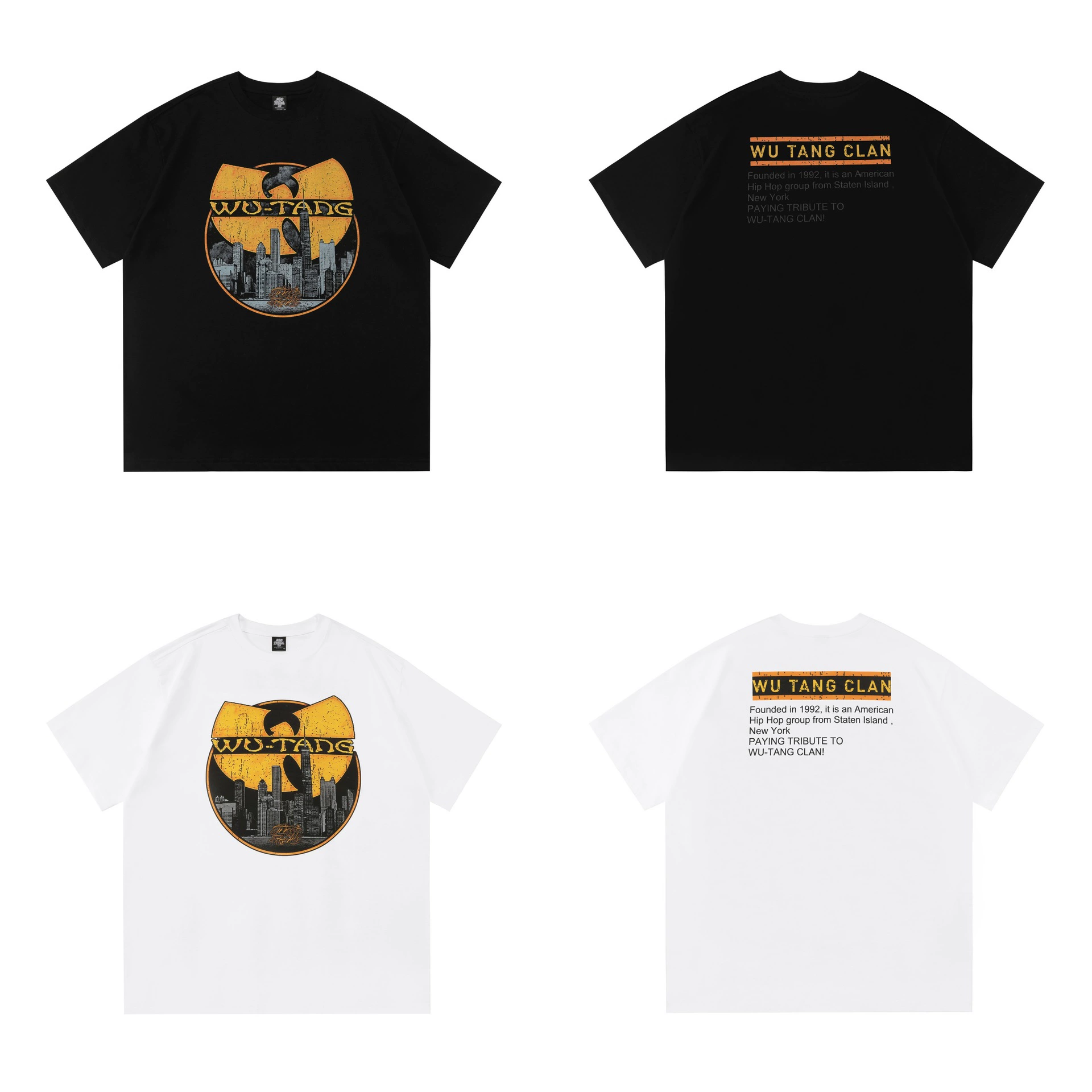 Западный берег чикано Chicano бандитский стиль дань WU TANG CLAN Белая чернила печать свободные короткие рукава T