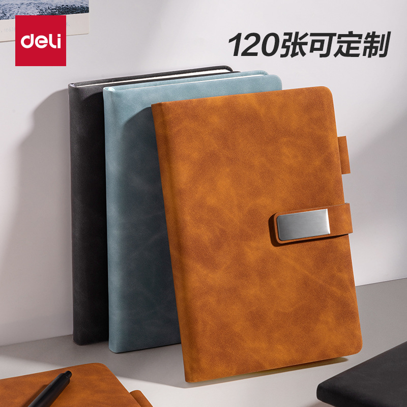 Deliky puede personalizar 120 hebilla A5 cuero grueso cuaderno de negocios 2024 nuevo cuaderno