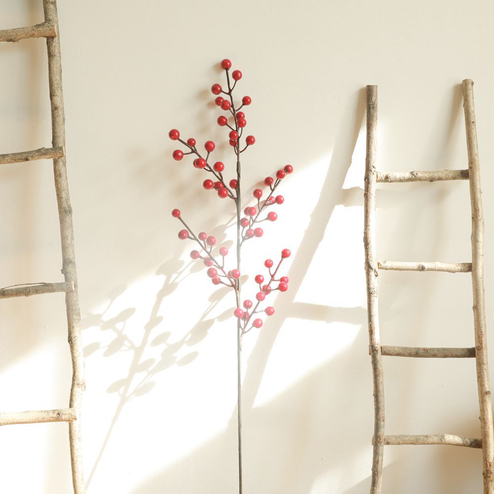 五叉冬青發財果紅果聖誕相思紅豆仿真花廠家跨境婚慶假花MW36892