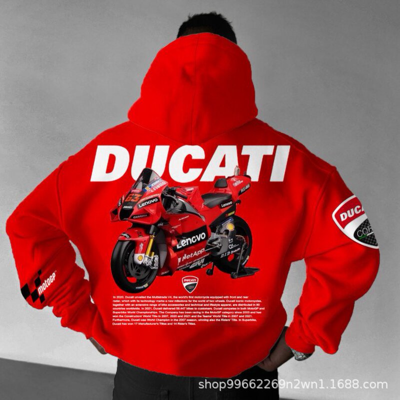 Autumn New Foreign Trade Cross-Border Hot-Selling Racing Motorcycle Heavy Hooded Sweatshirt 3D Digital Printing Trendy Brand