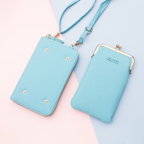 Crossbody bag mobile phone bag women's shoulder bag candy color mini bag vertical women's clutch bag women's long wallet