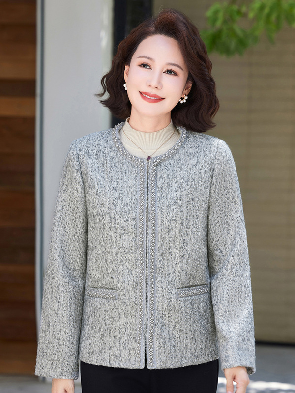 2025秋季新款小香风毛呢外套时尚休闲阔太太洋气减龄中老年妈妈装|undefined