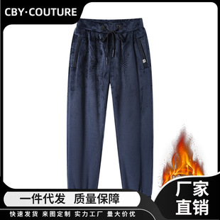 2024 winter men's fashion brand plus size fashion Korean trend lamb velvet fleece-lined warm sports casual pants men