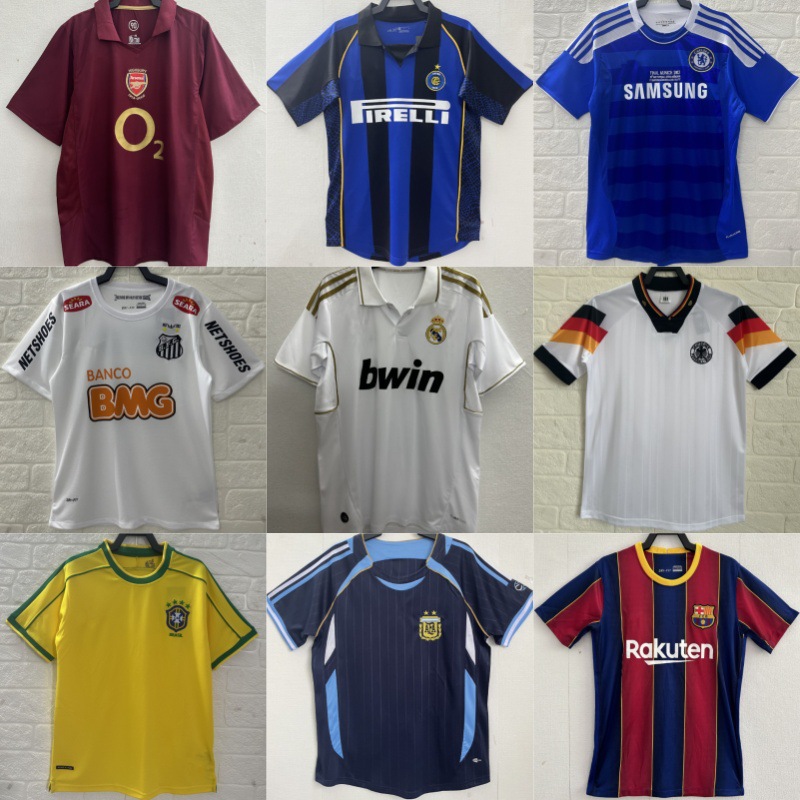 Camiseta de Brasil de manga corta retro 2002 Francia Chelsea Argentina Santas Portugal Camiseta de fútbol AC Milan