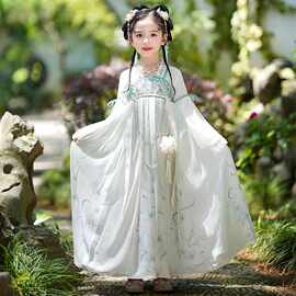 2025夏季汉服女童新款唐制刺绣儿童古装超仙连衣裙中国风襦裙批发
