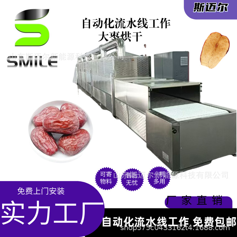 大枣微波干燥设备 连续式红枣脱水设备 烘干熟化隧道炉
