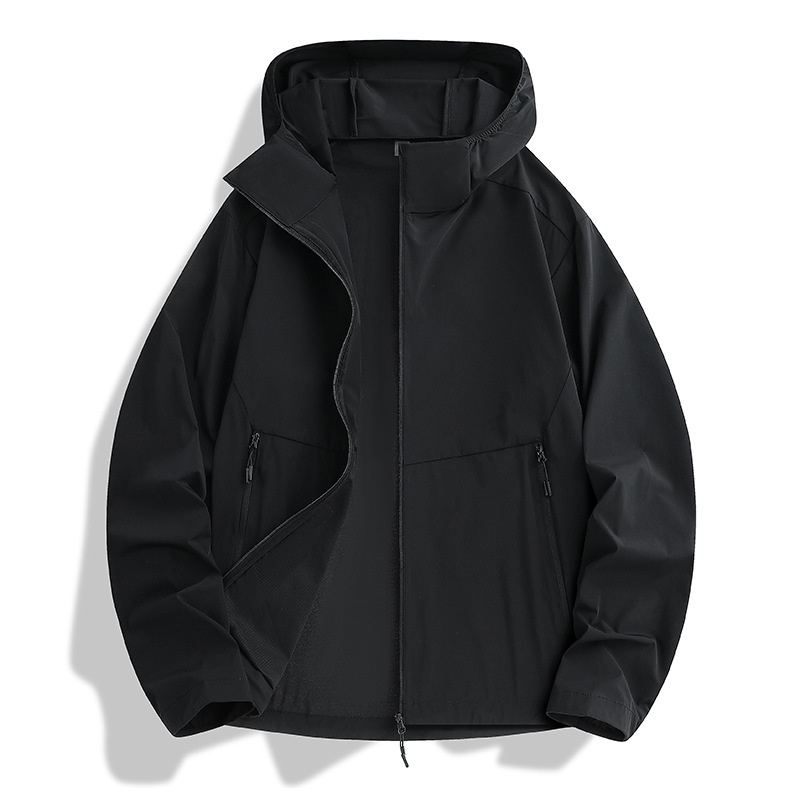 Sports Outdoor Stretch Stand Collar Jacket, Autumn Lightweight Water-Resistant Casual Business Thin Commuting Coat