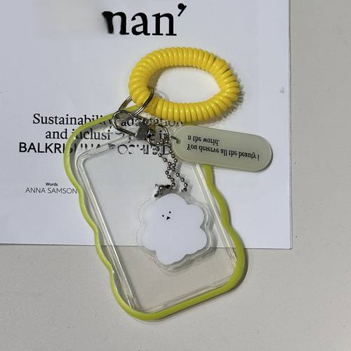 Ins minimalist transparent card case for student campus access card, fashionable keychain, work ID protector, double-sided transparent