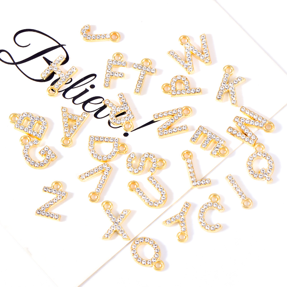 53g Weight Pendant Jewelry Making Type 13mm Jewelry Making Size Artificial Diamond Inlay Material DIY Jewelry Accessories Classification 50 PCS/Package Quantity Alloy Material Letter Pattern Plating Design Elegant, Simple Style, Streetwear Style 50 PCS/Package 13mm Alloy Artificial Diamond Letter Pendant 5