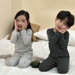 Children's Autumn Clothes and Autumn Pants Sets Boys' Thermal Underwear 2024 New Home Clothes Baby Cotton Sweaters Girls' Pajamas