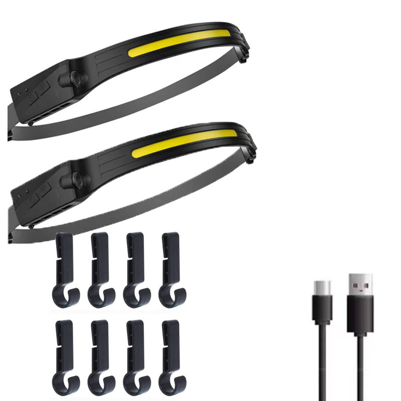 Linterna Frontal COB con Sensor de Movimiento, Luz de Ciclismo para Exteriores, Recargable por USB, Luz Nocturna para Correr, Luz LED de Alta Potencia