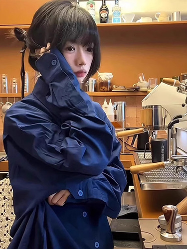 American Blue Couple's Shirts Men Retro Cleanfit Advanced Couple's Dress Shirts Long Sleeve Casual Outerwear