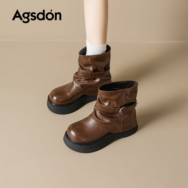 Augu Lion-Deng grueso botas Martin para mujeres 2025 nuevo otoño invierno Meirard botas cortas británicas de viento pila de pantalones botas