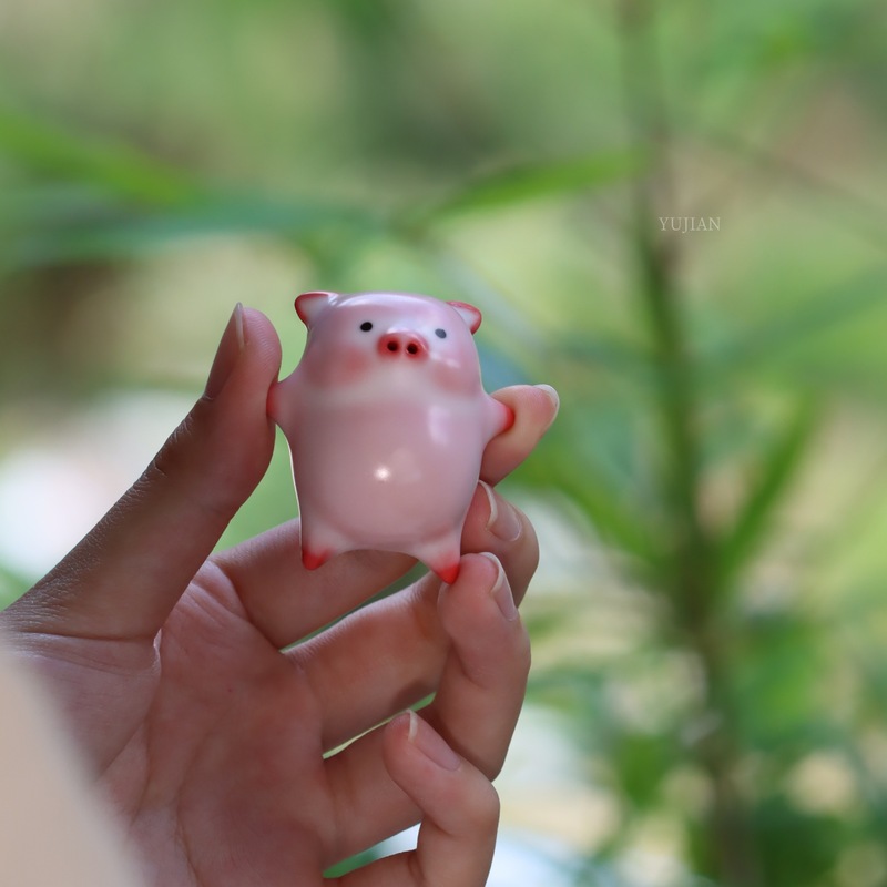 新しいクリエイティブセラミックバブル豚茶ペットフレグランスインサートかわいい手作り絞り花家の装飾品茶道絶妙な装飾|undefined