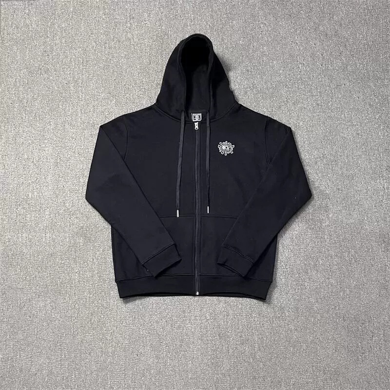 Cross-border ADWYSD embroidery sun roll logo men's and women's cardigan jacket American casual fleece-lined hooded zipper sweater