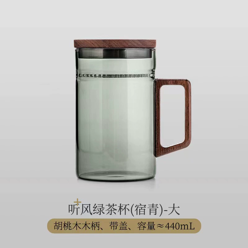 Glass green tea, tea cup, filter