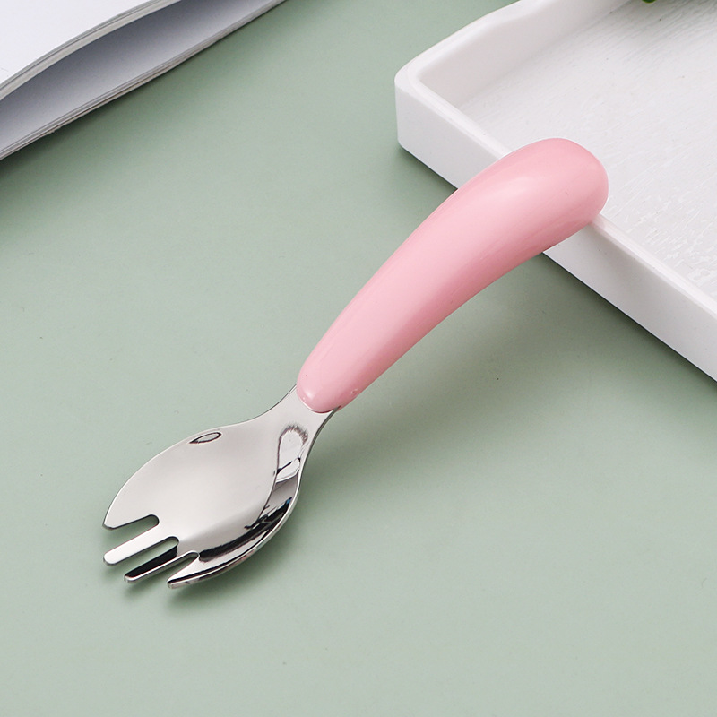 304 acero inoxidable niños cubiertos portátiles juegos de dibujos animados cuchara tenedor cuchara de entrenamiento para bebés cuchara tenedor casera