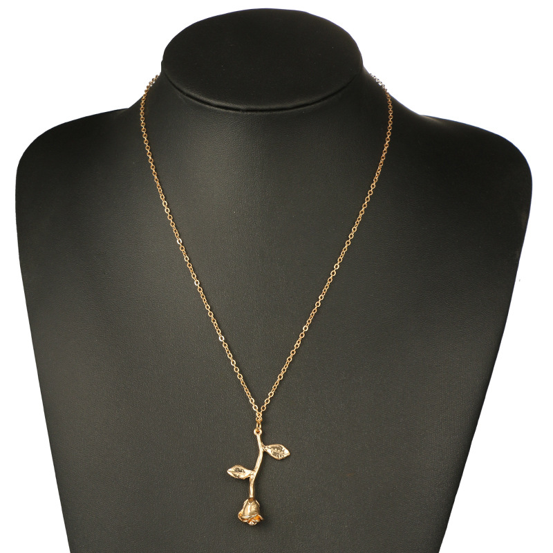 Valentineu0027s Day Rose Alloy Single Simple Love Aluminum Necklace Clavicle Chain Wholesale
