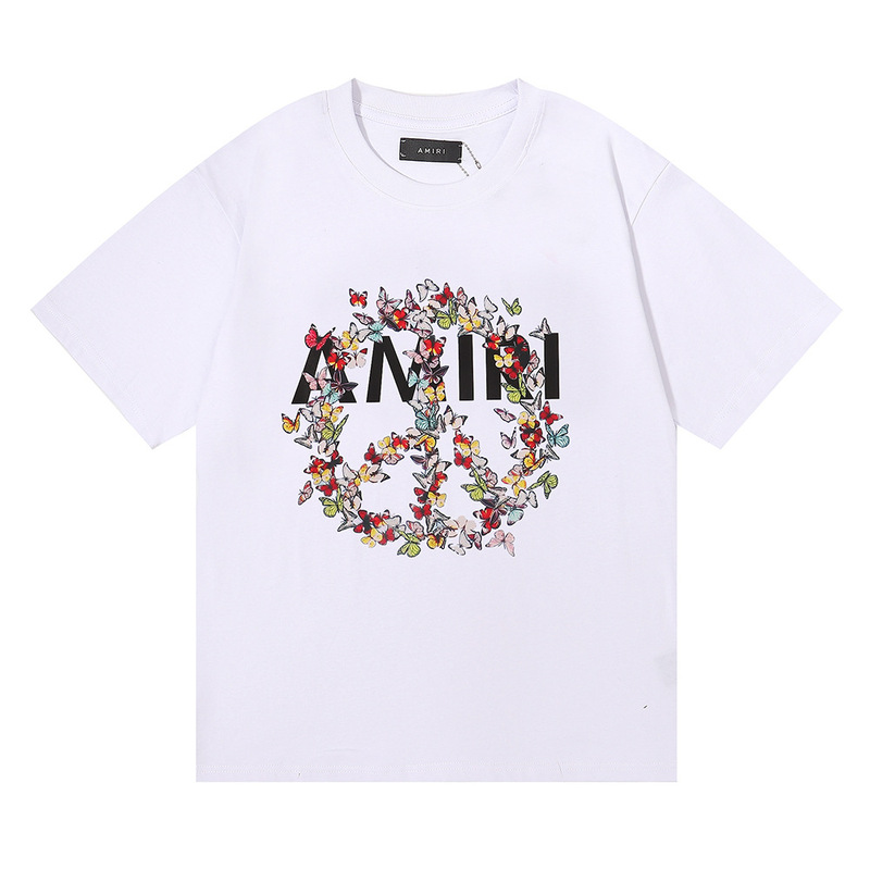 国境を越えた卸売り美潮AMIRI T-Shirt薔薇頭蓋頭プリント双糸純綿半袖tシャツ男女|undefined