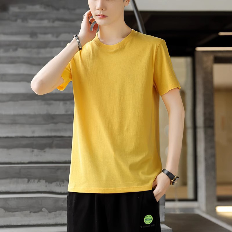 新疆長絨綿純綿半袖男性夏の新型男性服ゆるいカジュアル純色重ポンド上服tシャツ|undefined