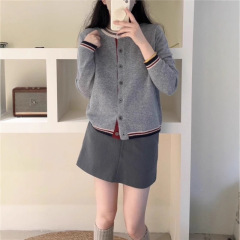2025秋季新款女装时尚拼色针织开衫毛衣外套高级感穿搭漂亮上衣女