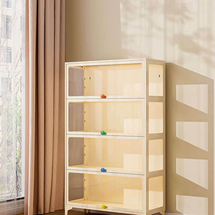 Hand-Made Cabinet Iron Display Cabinet Household Transparent Glass Door Bookcase Pain Cabinet Model Building Block Storage Display Cabinet