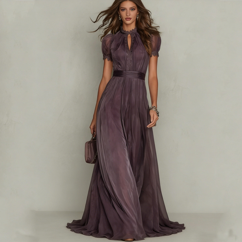2026 Summer New V-neck Waist-Cinching Ruffle Hem Elegant Dress Amazon European and American Cross-Border Women's Printed Dress 2026 Summer New V-neck Waist-Cinching Ruffle Hem Elegant Dress Amazon European and American Cross-Border Women's Printed Dress