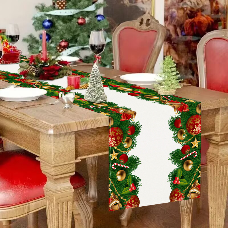 新しいクリスマスの鈴のテーブルの旗クリスマスの祝日の戸棚の装飾台の布はお茶の旗の越境する家のプリントのテーブルクロスを敷きます。|undefined