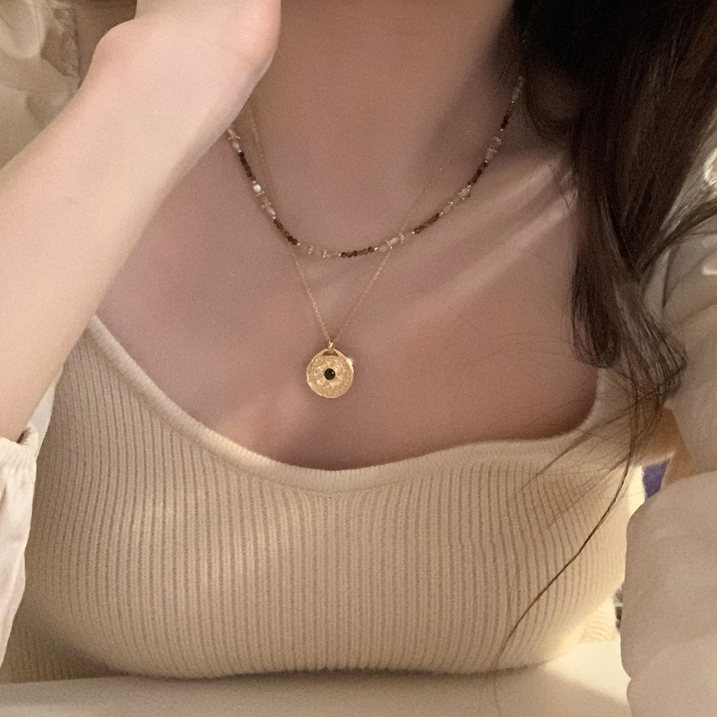 罗盘吊坠中古风串珠美拉德叠戴女时尚轻奢小众老钱风百搭锁骨链|undefined