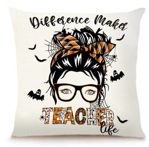 Transfronterizo Amazon Halloween impresión lino almohada cubierta bruja calabaza decoración doméstica almohada cubierta