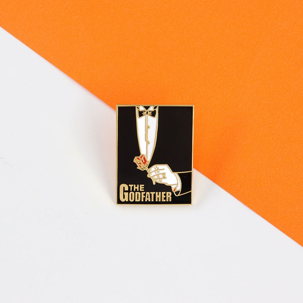 The Godfather Mafia Corleone Family Black Suit Metal Badge Novel Movie Merchandise Brooch Accessory Gold